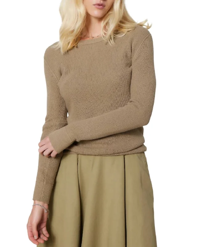 Taj Thermal Sweater In Olive Glossy Satin Silk