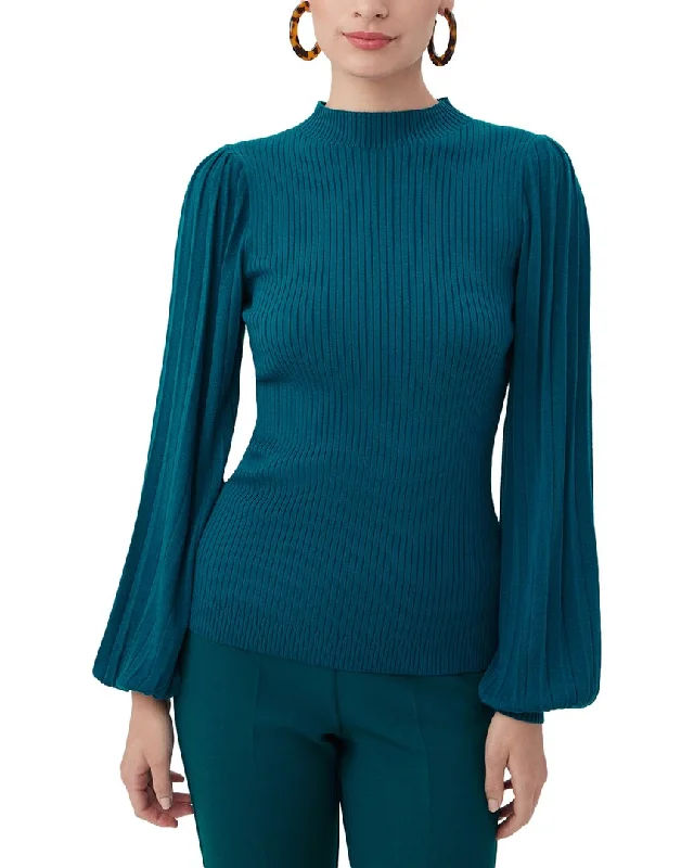 Trina Turk Glossy Sweater Cable Knit Ribbed Knit Lace Knit