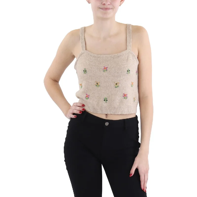 Womens Square Neck Short Crop Sweater Silk Blend Satin Velvet