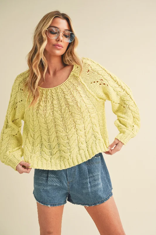 Yellow Knit Sweater Tailored Straight A-Line